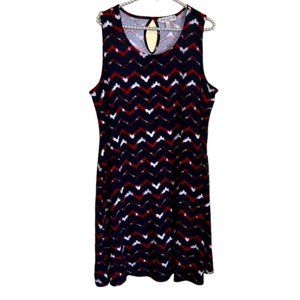 Jamie & Layla Red, White & Blue Sleeveless Dress. EUC Size 1X